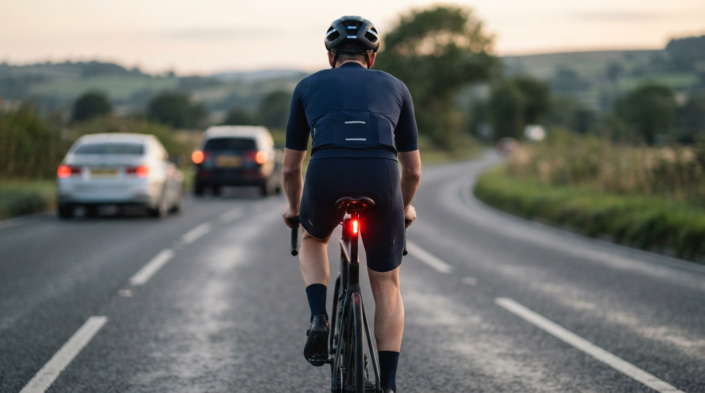 Rear radar tail light improving cyclist visibility and traffic awareness